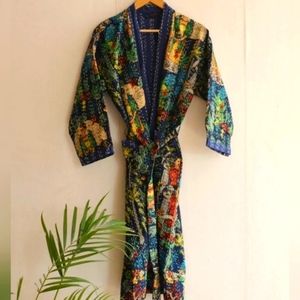 Kantha Kimono Cotton Handmade Long Jacket One Size
